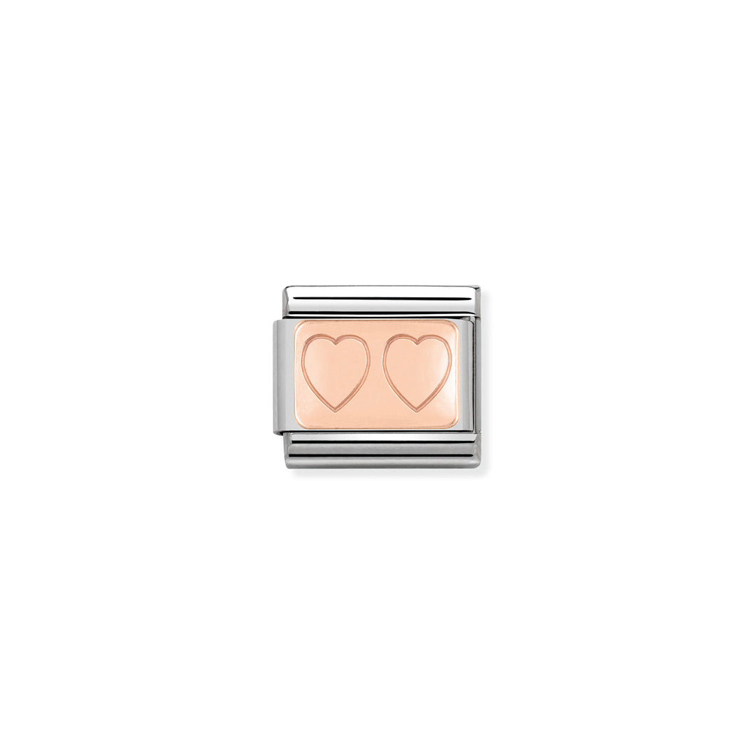 Composable Classic Link Bonded Rose Gold Double Heart