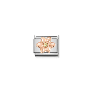 Composable Classic Link Bonded Rose Gold Daffodil With Stone