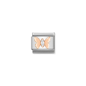 Composable Classic Link Bonded Rose Gold Butterfly With Stone