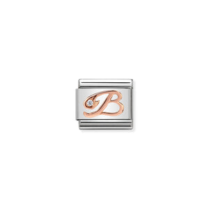 Composable Classic Link Bonded Rose Gold Letter B With Stone