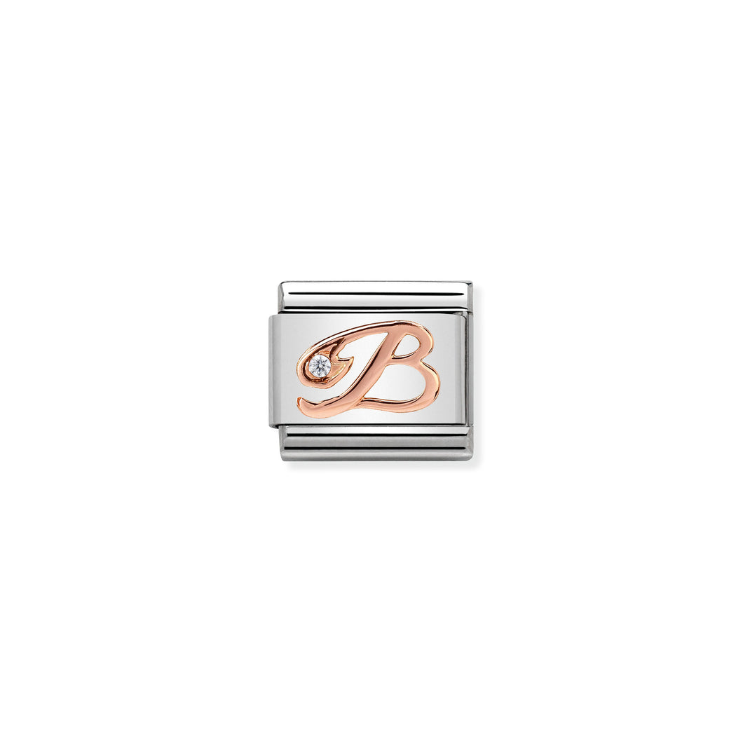 Composable Classic Link Bonded Rose Gold Letter B With Stone