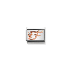 Composable Classic Link Bonded Rose Gold Letter F With Stone
