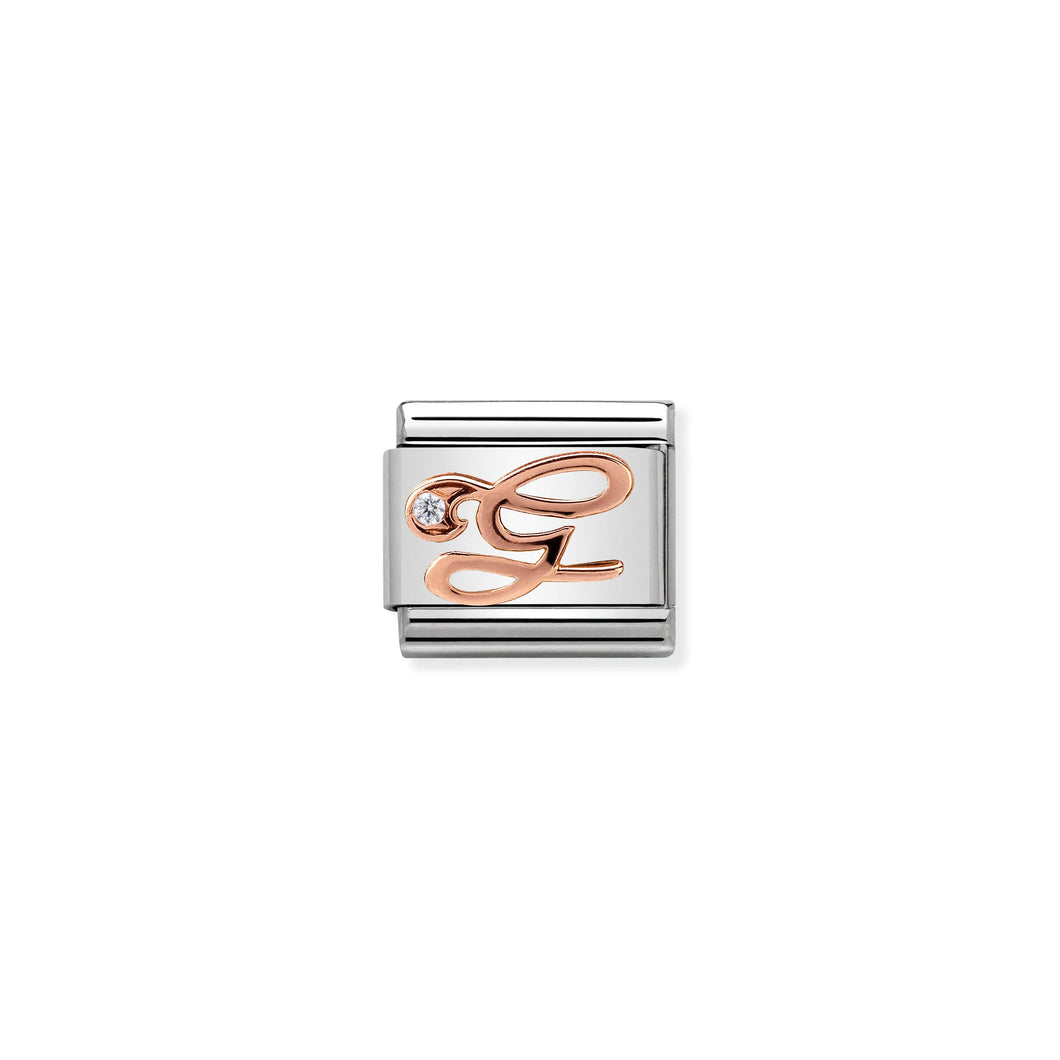 Composable Classic Link Bonded Rose Gold Letter G With Stone