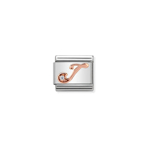 Composable Classic Link Bonded Rose Gold Letter J With Stone