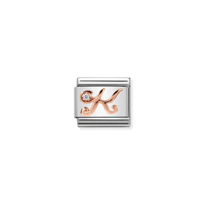 Composable Classic Link Bonded Rose Gold Letter K With Stone