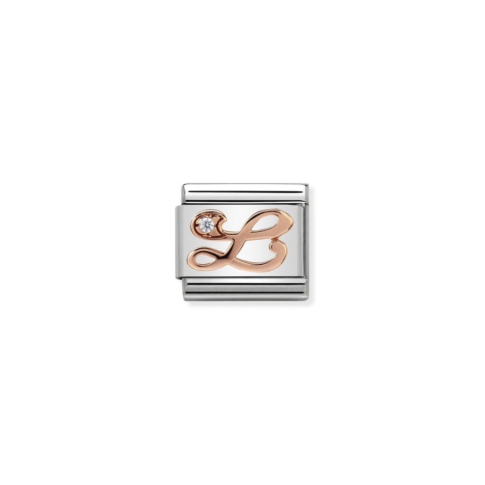 Composable Classic Link Bonded Rose Gold Letter L With Stone