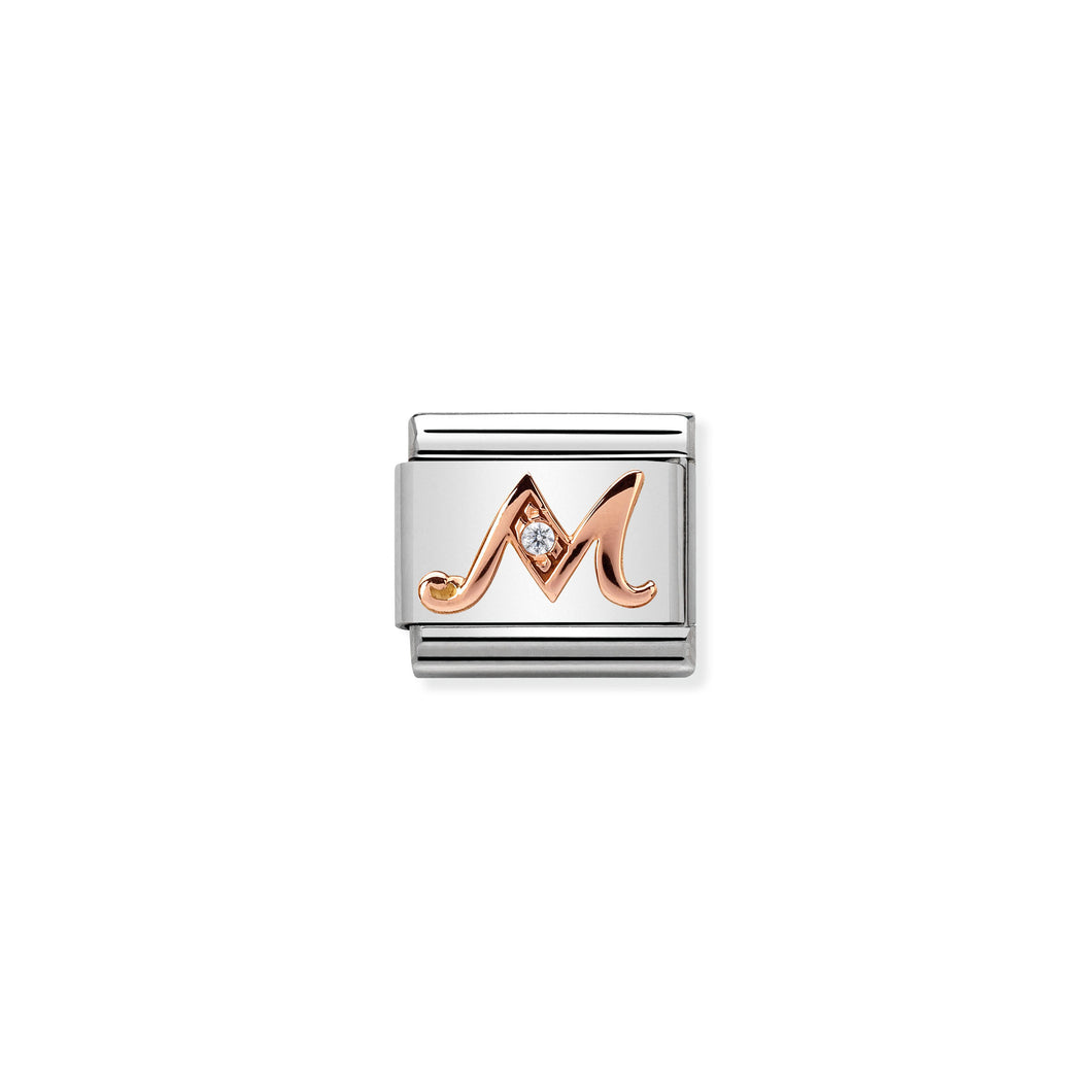 Composable Classic Link Bonded Rose Gold Letter M With Stone
