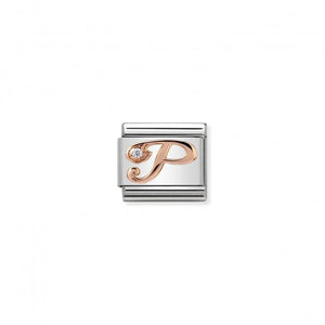 Composable Classic Link Bonded Rose Gold Letter P With Stone