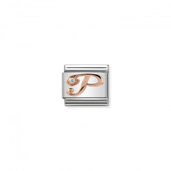 Composable Classic Link Bonded Rose Gold Letter P With Stone