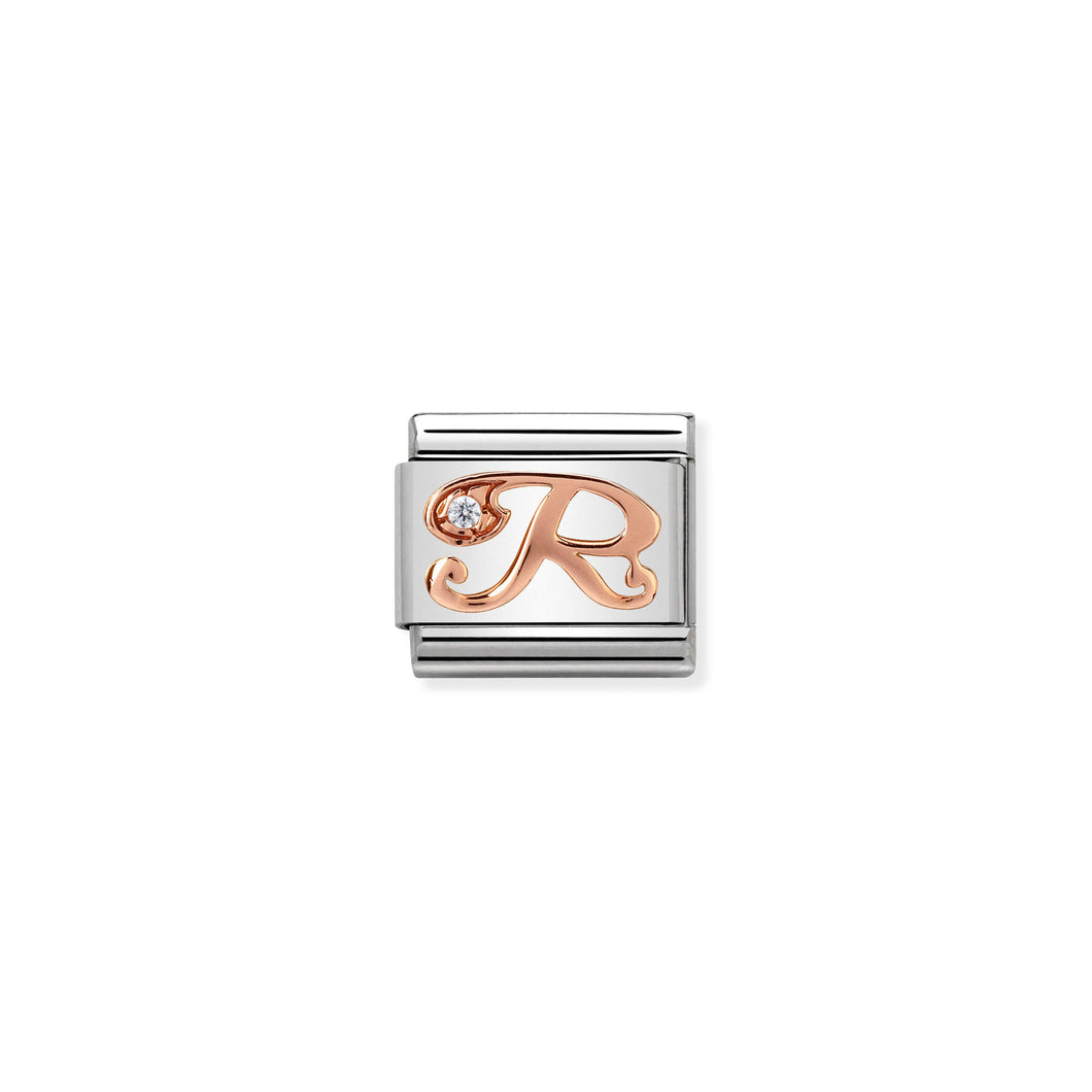 Composable Classic Link Bonded Rose Gold Letter R With Stone