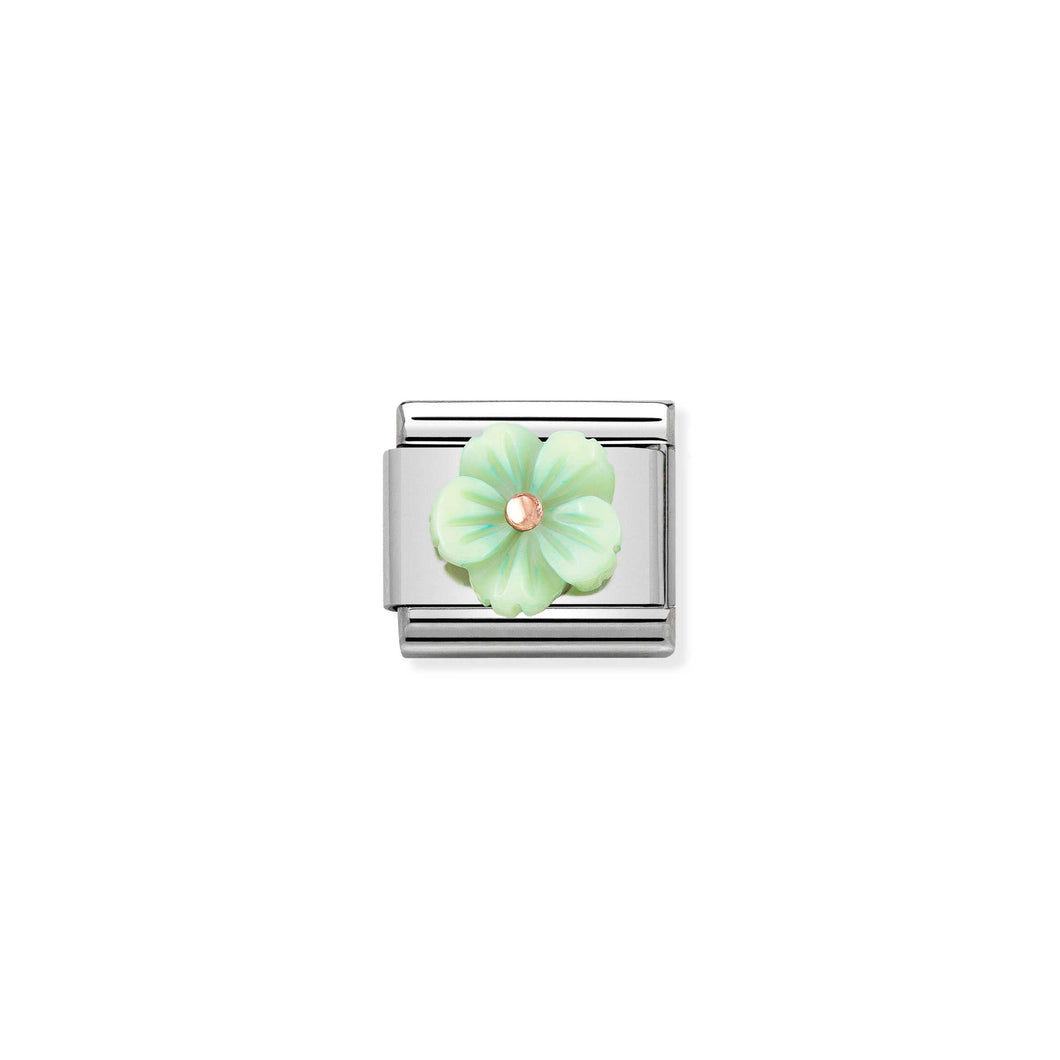 Composable Classic Link Flower In Green Mother Of Pearl