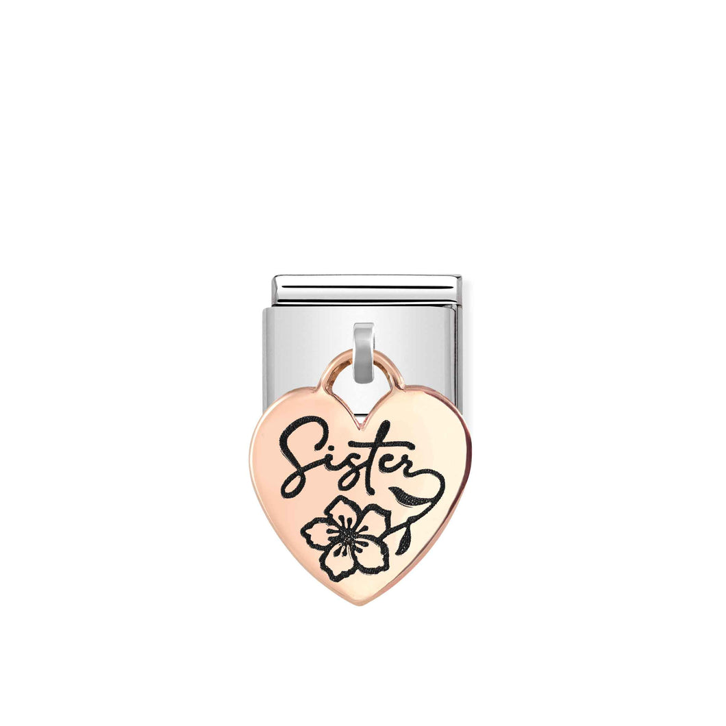 Composable Classic Link Bonded Rose Gold Heart Pendant Sister