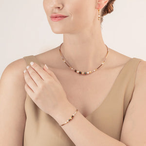 Earrings Ball Small Gemstones & Crystal Pearls Brown-Gold