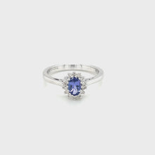 Load and play video in Gallery viewer, 9ct White Gold Tanzanite And Diamond Cluster Ring
