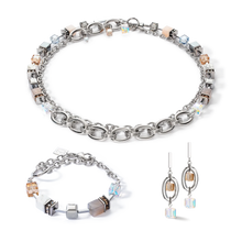 Load image into Gallery viewer, Bracelet GeoCUBE® Statement Precious Chunky Chain Multi-Wear Grey-Beige
