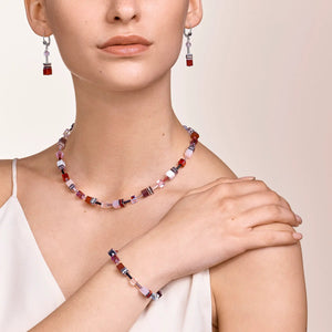 Earrings GeoCUBE® Crystals & Gemstones Red-Purple