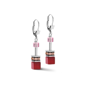 Earrings GeoCUBE® Crystals & Gemstones Red-Purple