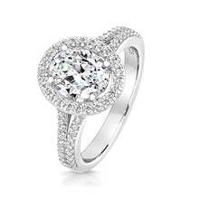 Load image into Gallery viewer, Oval Halo Style Ring With Pavé Set Split Shoulders
