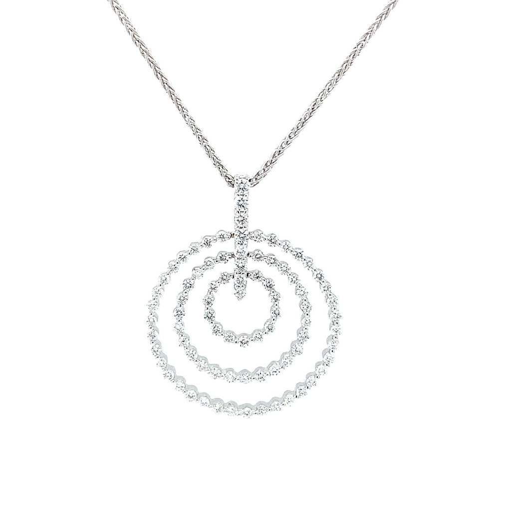 18ct White Gold Diamond Circle Pendant And Chain