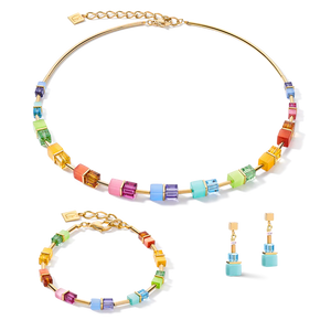 Earrings GeoCUBE® Colour Couple Multicolour Rainbow-Gold