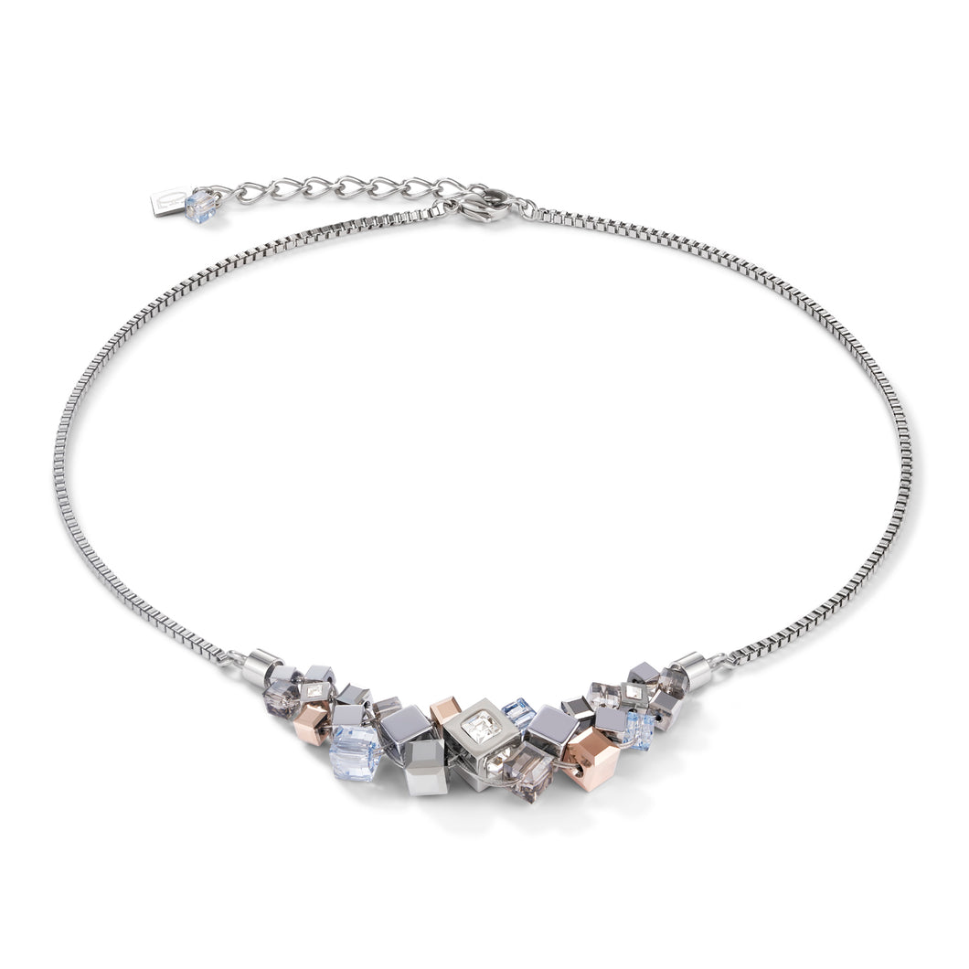 Necklace GeoCUBE® Cluster Silver-Rose Gold