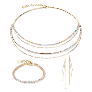 Waterfall Delicate Necklace Gold Multicolour Pastel Romantic