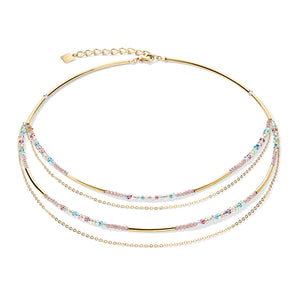 Waterfall Delicate Necklace Gold Multicolour Pastel Romantic