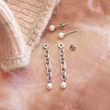 Load image into Gallery viewer, Revival Astoria Figaro Pearl Chain Link Drop Earrings
