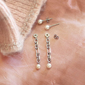 Revival Astoria Figaro Pearl Chain Link Drop Earrings