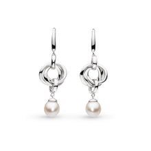Load image into Gallery viewer, Bevel Trilogy Pearl Drop Earrings
