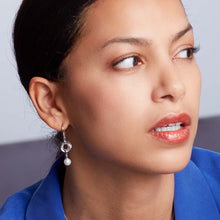 Load image into Gallery viewer, Bevel Trilogy Pearl Drop Earrings
