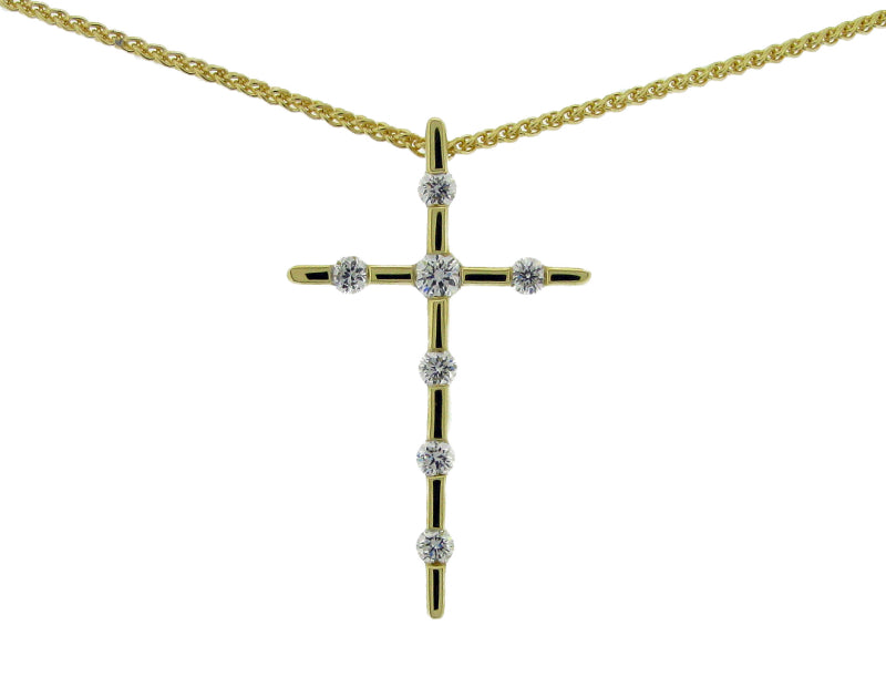 18ct Yellow Gold Diamond Set Cross Pendant