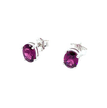 Load image into Gallery viewer, Rhodolite And Silver Oval Stud Earrings
