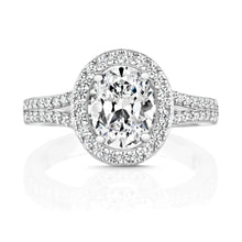Load image into Gallery viewer, Oval Halo Style Ring With Pavé Set Split Shoulders
