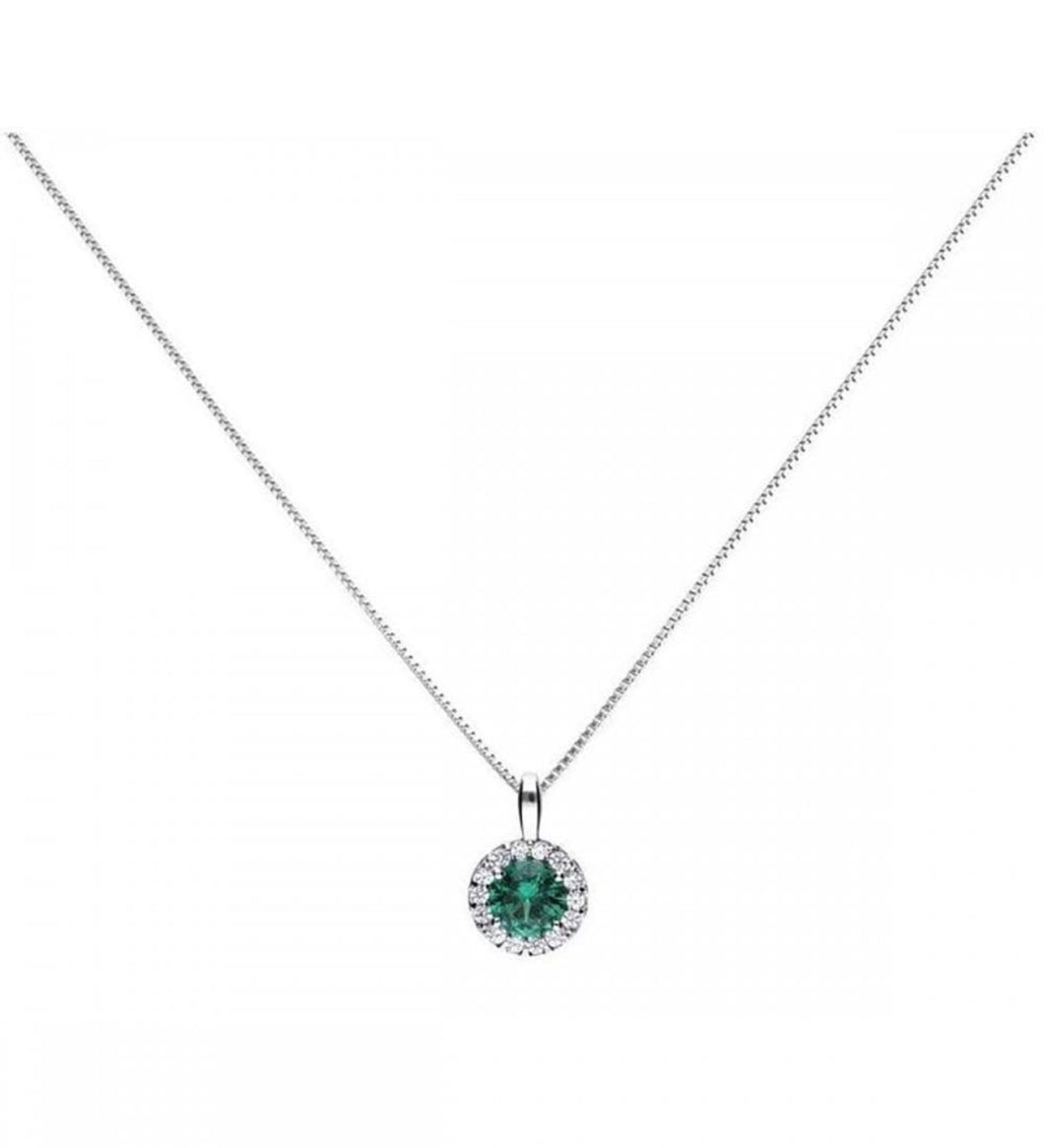 Green Emerald Coloured Round Solitaire Necklace