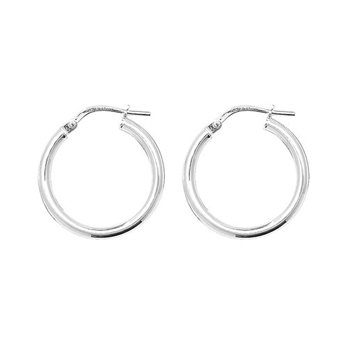 Silver 15mm Plain Hoop Earrings