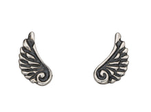 Load image into Gallery viewer, Oxidised Angel Wing Stud Earrings
