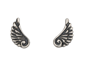 Oxidised Angel Wing Stud Earrings