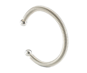 Silver Wired Torque Bangle With Ball Ends