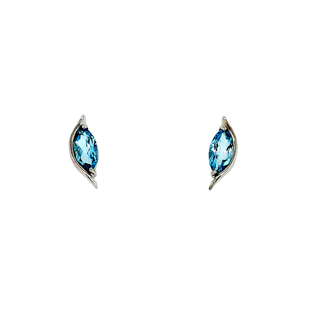 9ct White Gold Marquise Blue Topaz Earrings