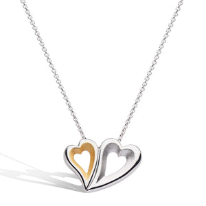 Desire Love Story Tender Together Gold Twinned Heart Necklace