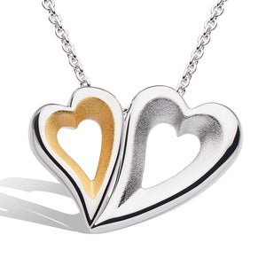 Desire Love Story Tender Together Gold Twinned Heart Necklace