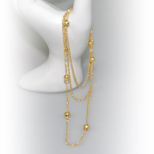 Yellow Gold Plated Sterling Silver Long Necklace With Beads