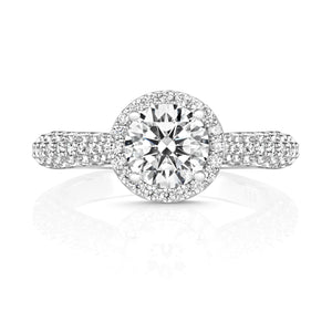 Halo Style Ring With Pavé Set Shoulders