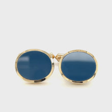 Load and play video in Gallery viewer, 9ct Yellow Gold Blue Sardonyx Cufflinks
