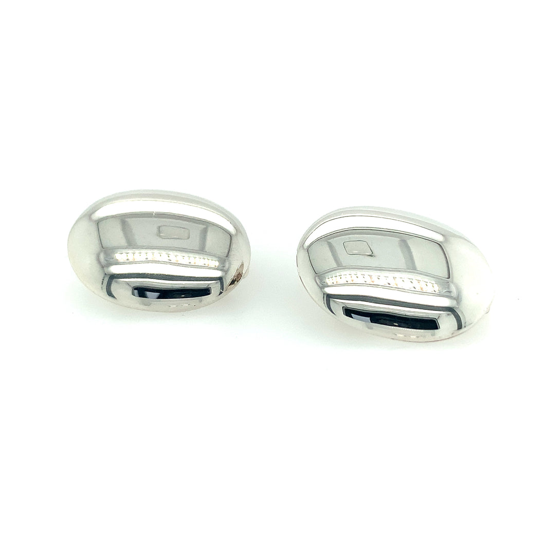 Silver Oval Clip Earrings