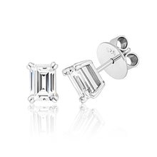 Load image into Gallery viewer, Twin Claw Four Claw Set Stud Earrings With Emerald Cut Cubic Zirconia
