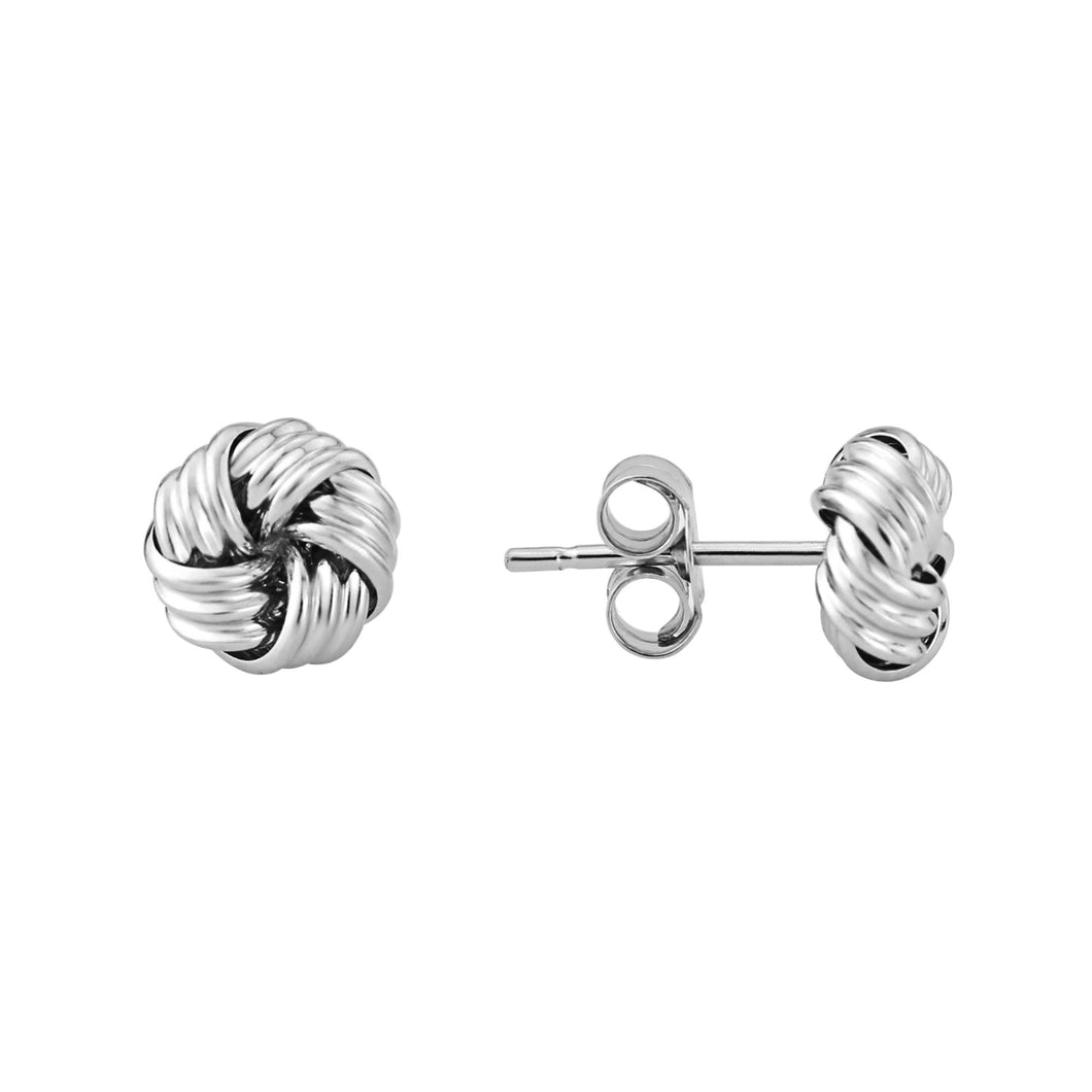 White Gold Knot Stud Earrings