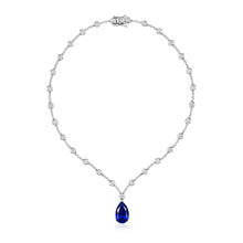 Load image into Gallery viewer, Necklet With Rub Over And Stone Set Bars With 18x11mm Blue Pear Shape
