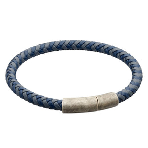 Reborn Two Tone Navy Recycled Leather Plaited Bracelet